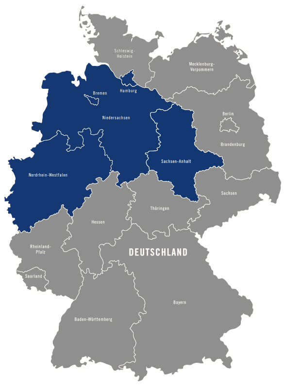 Karte Einsatzgebiet Fassadenreingung und Algen-Entfernung